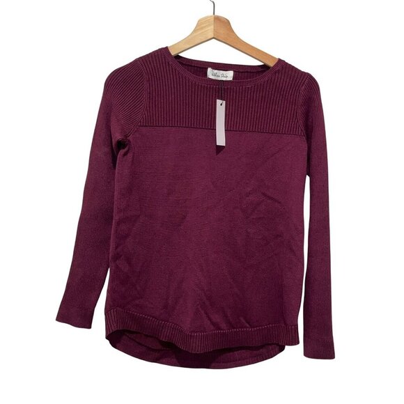 NWT Melissa Paige Purple Ribbed Knit Long Sleeve Pullover Sweater Women's Size P - Picture 1 of 9